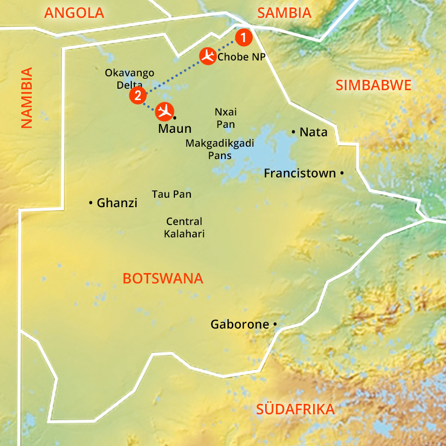 Landkarte Chobe & Okavango Delta Special Botswana 