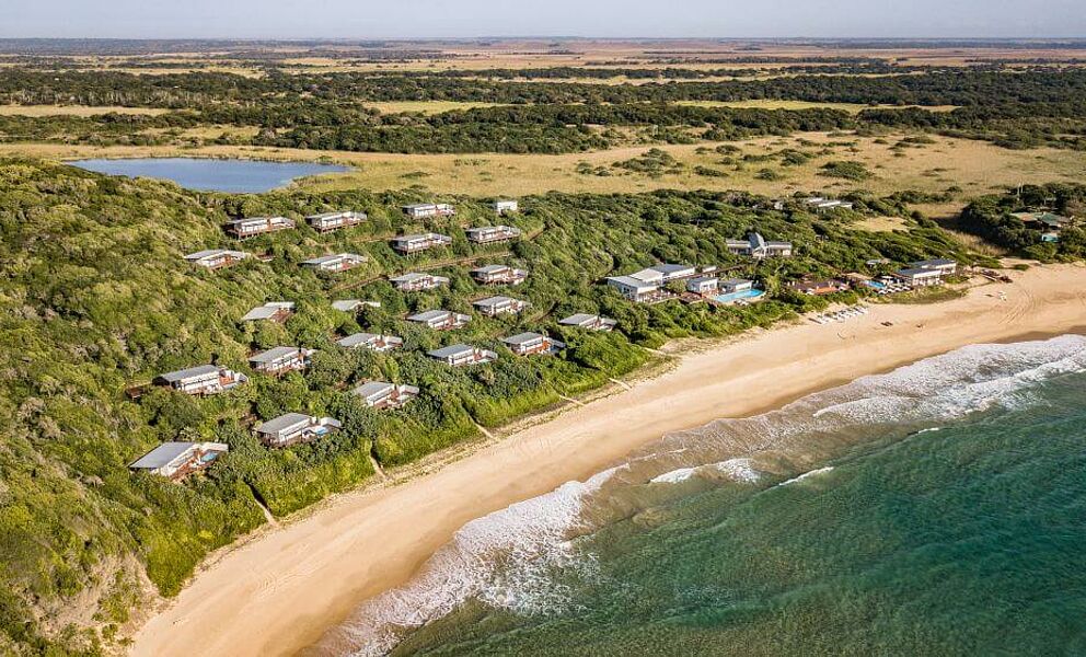 White Pearl Beach Resort in Mosambik von oben