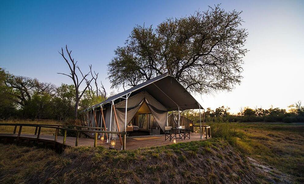 Honeymoon Zelt im Little Machaba Camp im Okavango Delta
