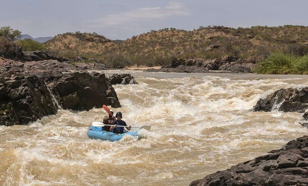 Wildwasserfahren auf dem Kunene Fluss