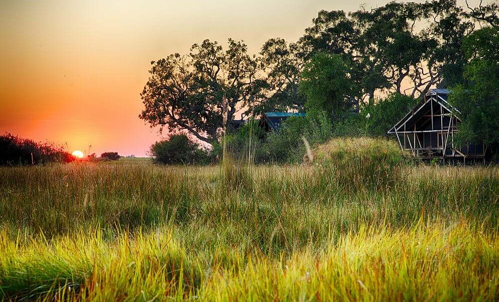 Ihr Safari-Domizil morgens in den Linyanti Marshes