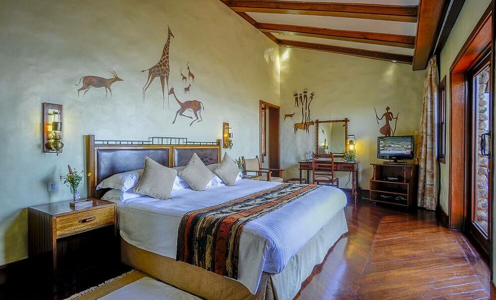 Schlafraum in der Ngorongoro Serena Safari Lodge 