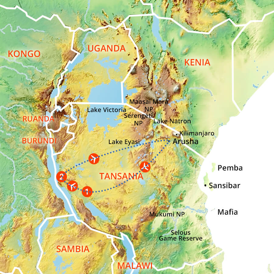 Landkarte Tansania Westen